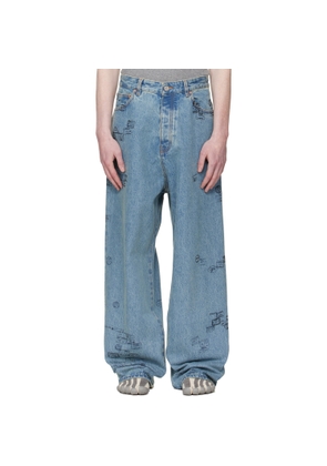 VETEMENTS Blue Passport Stamps Jeans