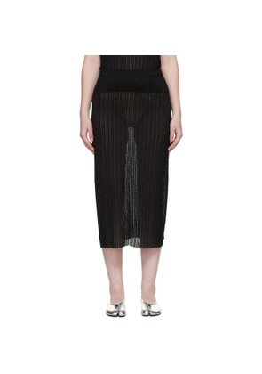 Maison Margiela Black Ribbed Knit Midi Skirt