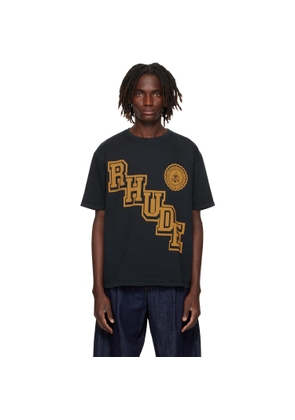 Rhude Black 'Rhude' Collegiate Crest T-shirt