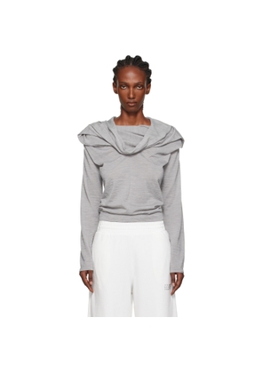 MM6 Maison Margiela Gray Wool Jersey Long-Sleeved Top