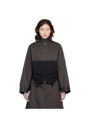 MM6 Maison Margiela Black Mirrored Two-Tone Zip Jacket