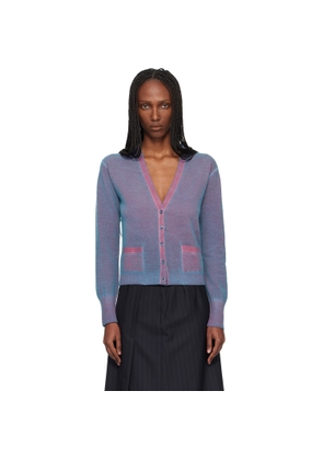 Maison Margiela Blue & Red Virgin Wool V Neck Cardigan