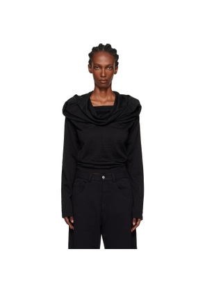 MM6 Maison Margiela Black Wool Jersey Long-Sleeved Top