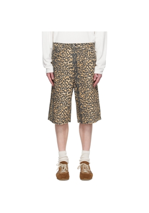 Rhude Beige Leopard Traxedo Baggy Denim Shorts