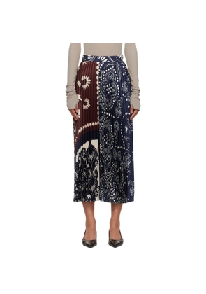 Weekend Max Mara Navy & Brown Wkdmilord Midi Skirt