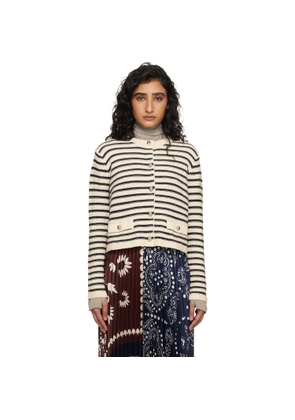 Weekend Max Mara Navy & Off-White Striped Cardigan