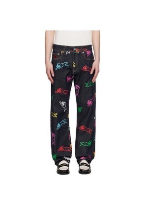 ICECREAM Navy All-Over Running Dog Jeans