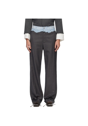 MM6 Maison Margiela Gray Tailored Denim Waistband Trousers