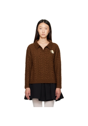SHUSHU/TONG Brown Lapel Collar Knit Polo