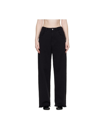 MM6 Maison Margiela Black Wide-Leg Cotton Trousers