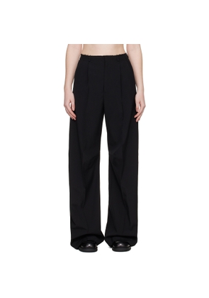 MM6 Maison Margiela Black Wool Wide Leg Trousers