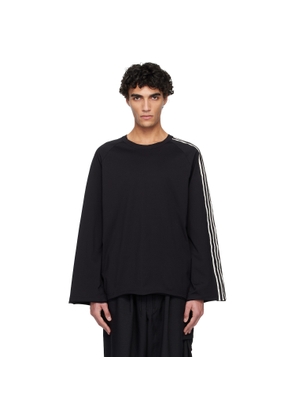 Y-3 Black Raw Edge 3-Stripes Long Sleeve T-shirt