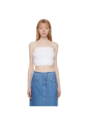 FRAME White Smocked Strapless Tank Top