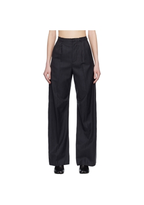 MM6 Maison Margiela Gray Pinstripe Wool Wide-Leg Trousers