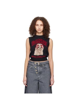GANNI Black Graphic Wool Vest
