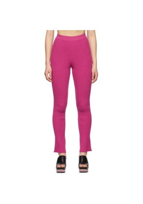MSGM Pink Ribbed Straight Leg Pants