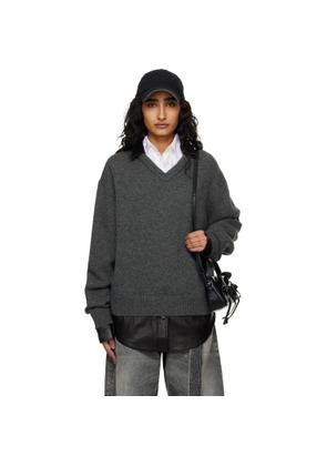 Acne Studios Gray Layered Wool Knit Sweater