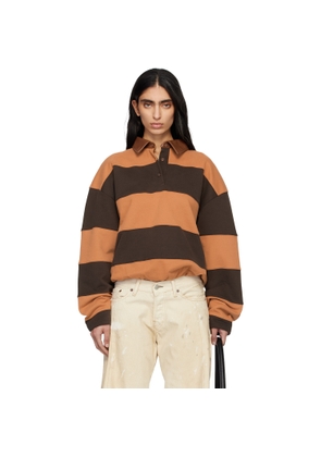 Acne Studios Brown Striped Polo
