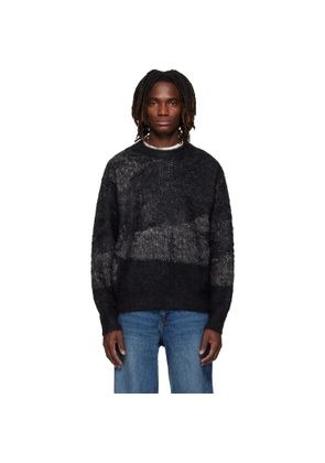 YOKE Black & Gray Abstract Jacquard Mohair Sweater