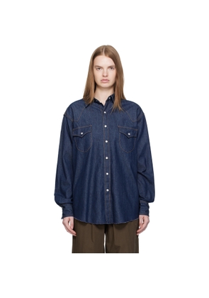 Carter Young SSENSE Exclusive Blue Denim Western Shirt