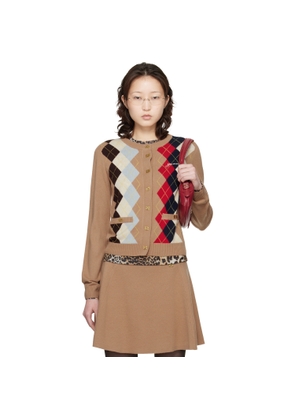 GANNI Beige Argyle Print Cardigan