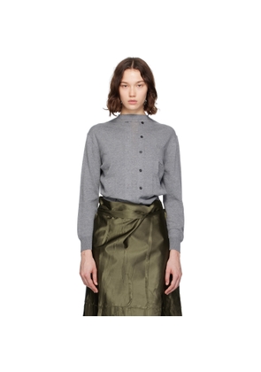 MARIE ADAM-LEENAERDT Gray Trompe L'Oeil Cardigan
