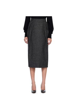 Maison Margiela Gray Wool Midi Skirt