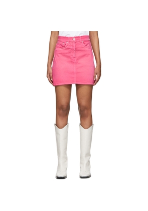MSGM Pink Contrast Logo Miniskirt