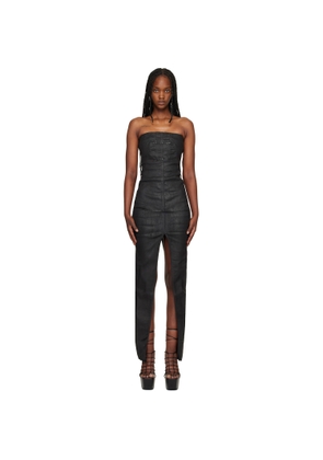 Rick Owens DRKSHDW Black Temple Sliced Bustier Denim Maxi Dress