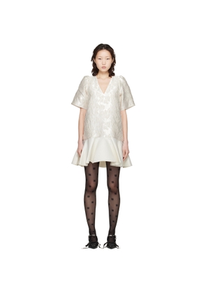 GANNI Off-White Satin Cloque Minidress