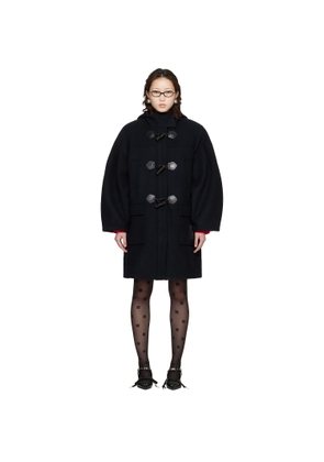 GANNI Navy Wool Duffle Coat
