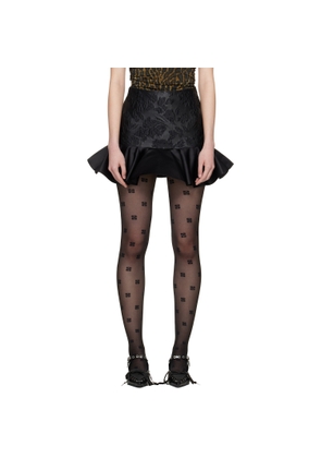 GANNI Black Satin Cloque Miniskirt