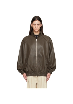 The Frankie Shop Taupe Senta Faux-Leather Bomber Jacket