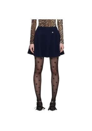 GANNI Navy Cashmere Wool Miniskirt