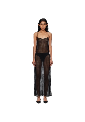 The Frankie Shop Black Sienna Semi Sheer Ribbed Maxi Dress