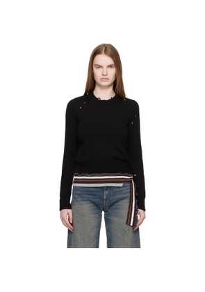 MM6 Maison Margiela Black Ribbed Knit Top