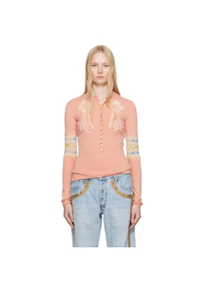 Conner Ives Pink Sock Long Sleeve Henley