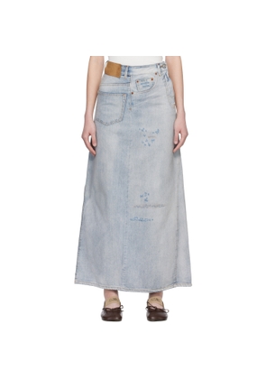 MM6 Maison Margiela Blue Distressed Denim Maxi Skirt