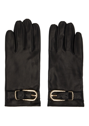 Ernest W. Baker Black Leather Buckle Gloves