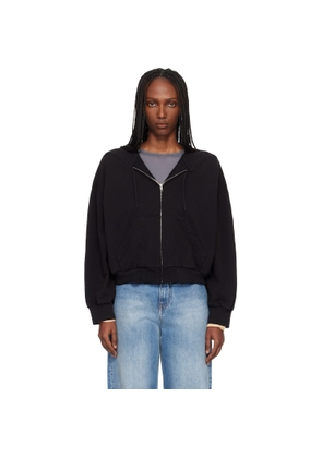 MM6 Maison Margiela Black Unbrushed Cotton Sweatshirt