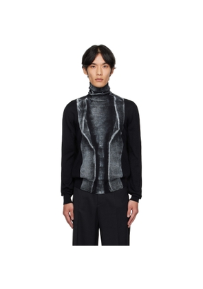 MM6 Maison Margiela Black Folded Printed 14 Gauge Sweater