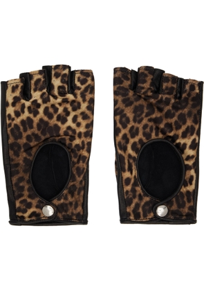 Ernest W. Baker Black & Beige Open Finger Driving Gloves