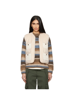 Moncler Beige Mimosas Braided Trim Teddy Down Vest