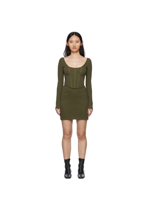 Dion Lee SSENSE Exclusive Khaki Rib Corset Mini Dress