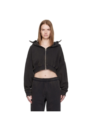 Entire Studios Black Cropped Full Zip Hoodie
