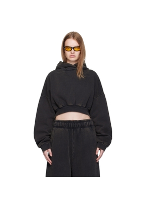 Entire Studios Black Cropped Heavy Hoodie
