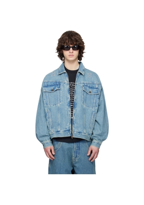 VETEMENTS Blue Biker Crosses Denim Jacket