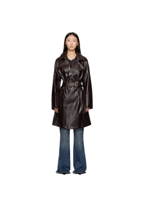 MM6 Maison Margiela Burgundy Rain Faux-Leather Trench Coat