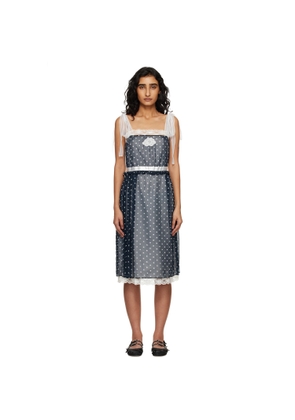 Marc Jacobs Navy Ribbon Strap Chiffon Midi Dress