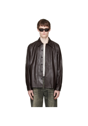 OUR LEGACY Brown Welding Leather Shirt